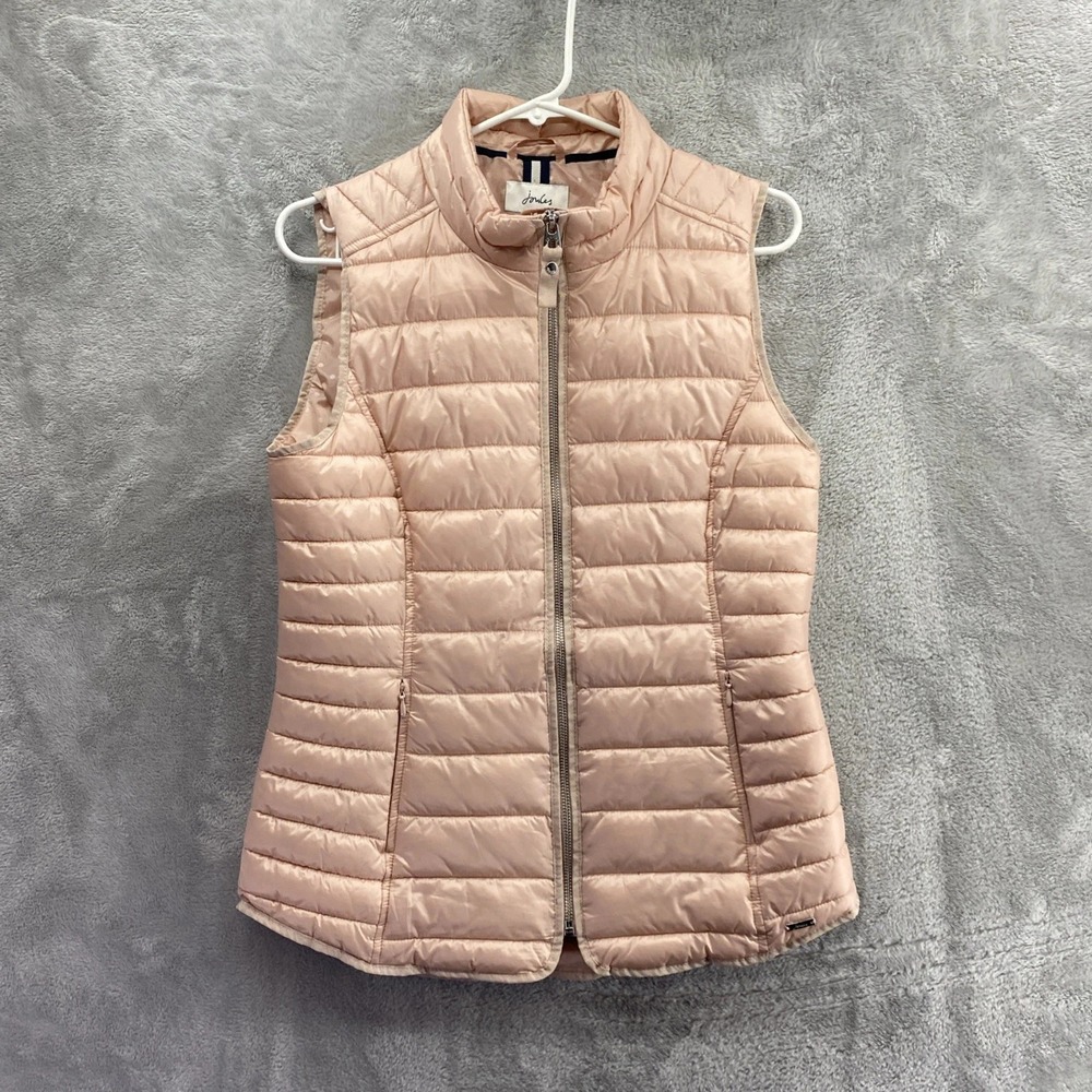 Joules Gilet Body Warmer Coat Jacket US 6 Zip Up Pink Puffer Floral Lining EUC
